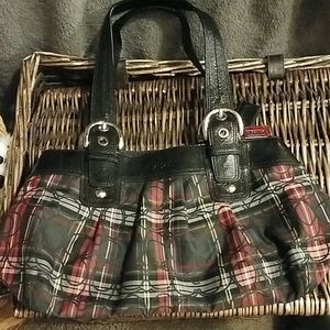 Final price Coach red and black plaid handbag